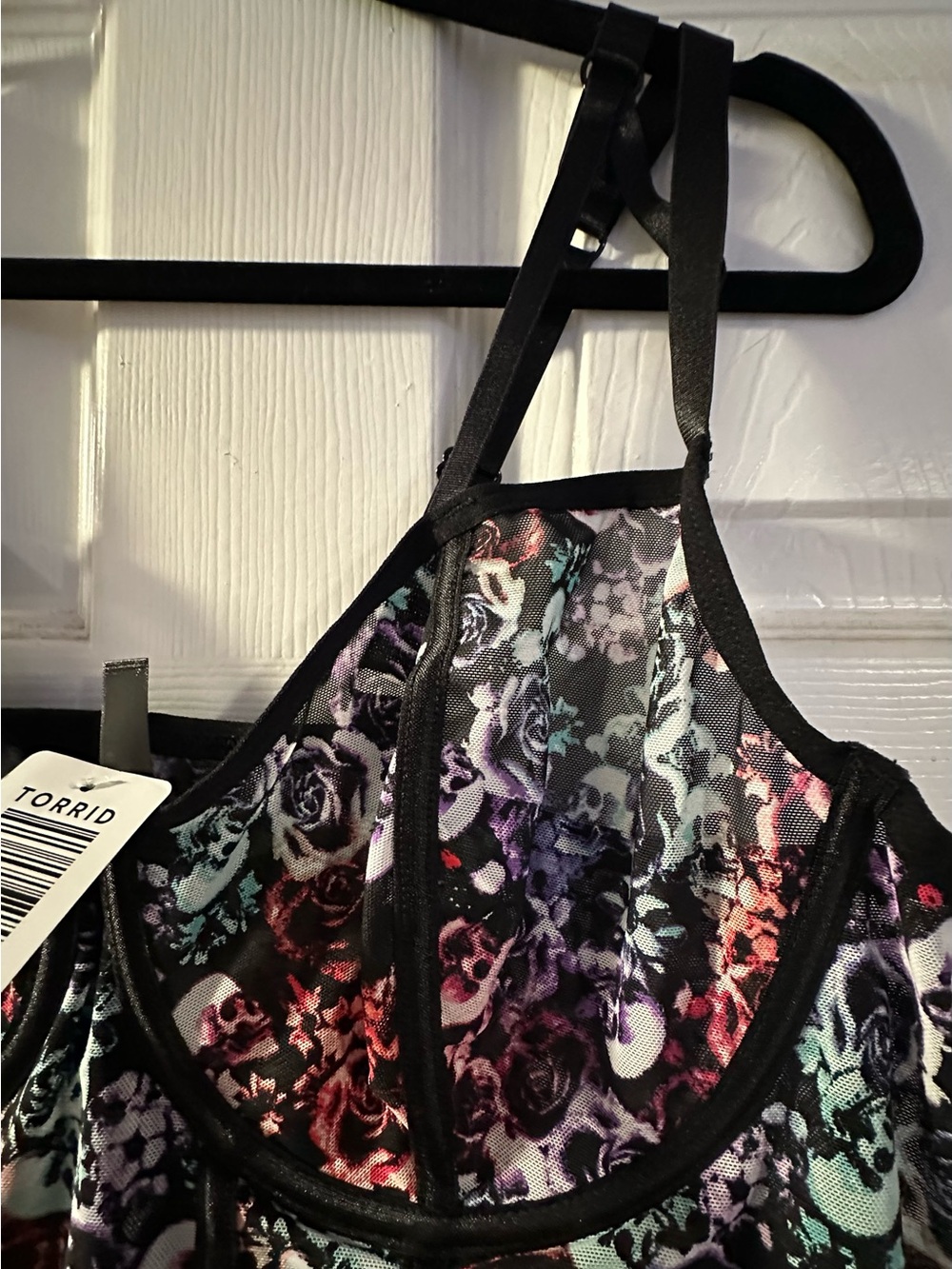 torrid NWT Black Floral & Skull Longline Underwire Bodysuit - Picture 5 of 12